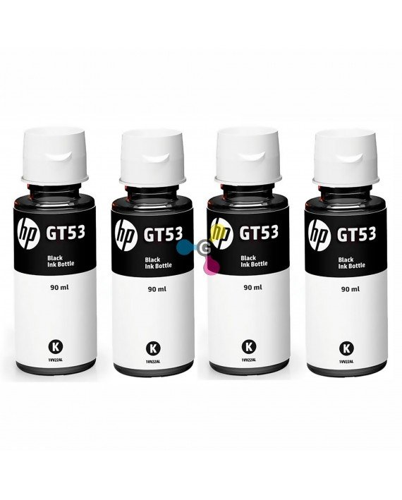 Tinta GT53 HP Negra Para Impresoras HP Ink Tank 100 300 400 GT5800 GT5810 GT5820 X4 Unidades